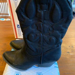 Black Vegan Faux Leather Cowboy/Cowgirl Boots-Sz 9